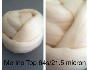 Merino Top Undyed / Merino Roving Ecru / Merino 64s / Merino 21.5 micron / Merino Felting Roving / Merino Spinning Roving / 1lb / 16oz