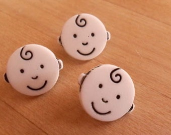 3 x Baby face buttons -15mm in width