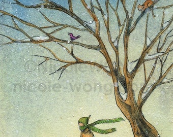 Original ACEO Painting -- Wintery Walk