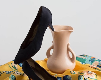 1980s Black Satin YSL Pumps