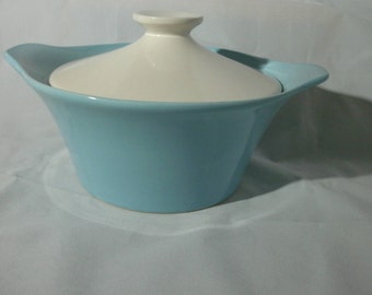 Shawnee Pottery Blue with White Lid