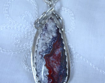 Crazy Lace Agate Pendant, Sterling Silver and Crazy Lace Pendant