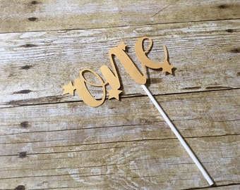 One Star Cake Topper- Star Cake Topper- Twinkle Twinkle Little Star - One Cake Topper - First Birthday - One Cupcake Topper - Stars -ONE -
