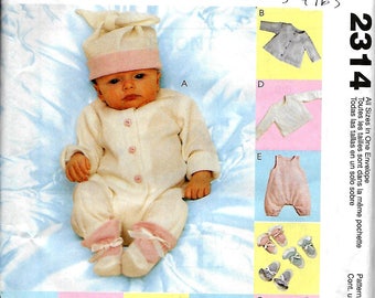 McCall's 2314 Baby Outfits Size Preemie, Nb, Sm, Med Uncut
