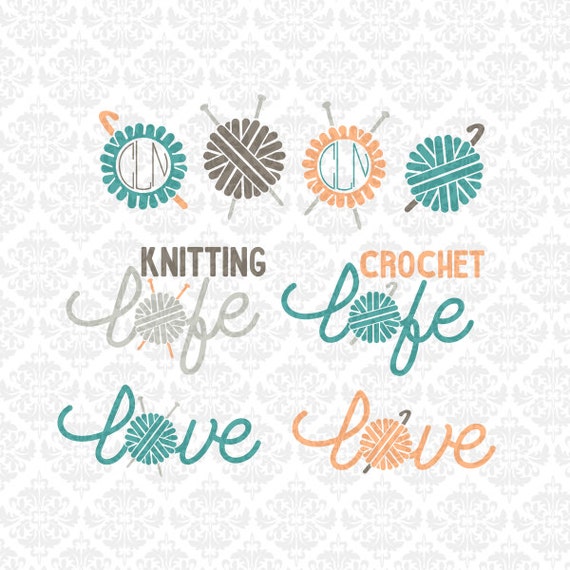 Knitting Knitter Crochet Crocheter Life Love Monogram Yarn