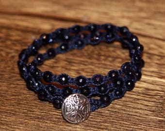 Triple wrap bracelet boho hippie