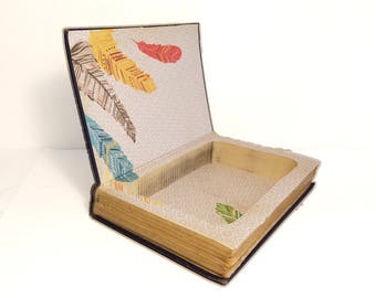 Hollow Book Safe Autobiography of A Bird Lover Cloth Bound vintage Secret Compartment Security hiding place