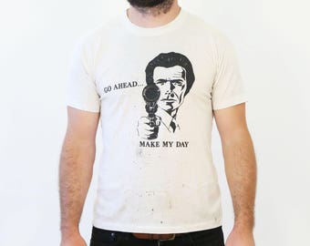 Vintage 1980s Clint Eastwood Go Ahead Make My Day Sudden Impact 50/50 Tee