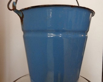 Vintage blue bucket.