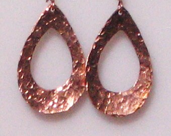 Hammered Copper Teardrop Earrings