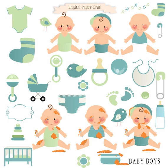 Baby Clipart Boy Clipart Instant download Newborn Clipart