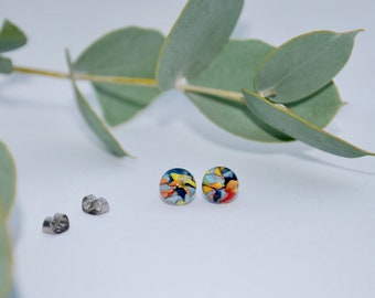 Neptune handmade lamp-worked Glass Stud Earrings