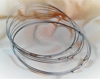 Set of 5 necklaces - towers metal Choker necklace-silver wire.