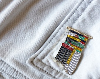 Woven wall hanging enamel pin -- La La Land inspired - fiber enamel pin - pin flair - maker pin - cute enamel pin - unique pin -