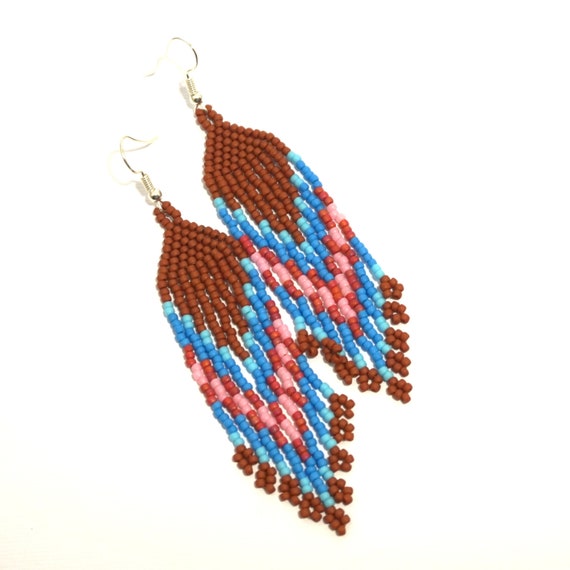 Bronze earrings Brown earrings Dangle earrings Beaded earrings