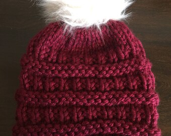 Wine Slouchy Knit Hat