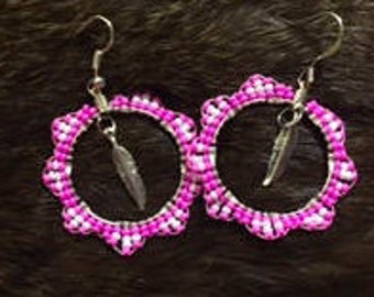 Beaded Pink and white Earrings