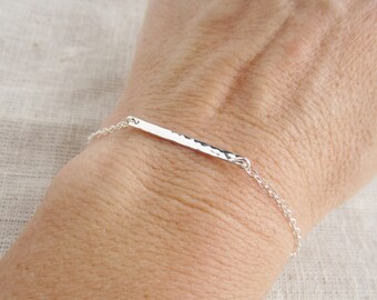 Hammered bar bracelet, Thin silver bracelet, stacking bracelet, sterling silver, layering bracelet, delicate, simple bracelet, everyday