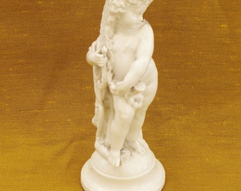 White Cherub Figurine 18th century Sheepskin wolf Greek Mythology Rare Joseph-Gaspard Robert French blanc de chine GR mark