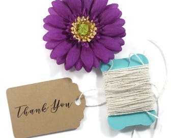 Kraft Thank You Tags 20 pc - Merchandise Tags - Price Tags - Brown Thank You Favors - Cursive Thank You Tags - Wedding Favor Ideas