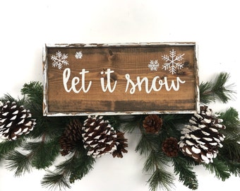Let It Snow Handcrafted Wooden Christmas Sign