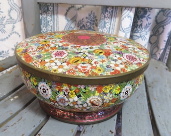 Vintage Daher Floral Tin Container Made in England