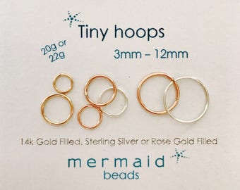 Cartilage Earring Hoop Earrings Nose Ring Septum Ring Helix Tragus Endless Hoop Gold Silver Rose Gold Tiny Piercing Rook Conch Orbital Hoops
