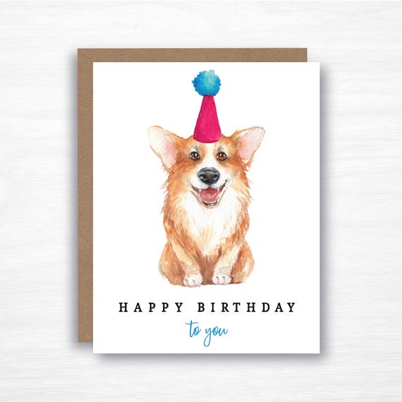 dog birthday card corgi card corgi birthday card