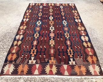 Large Kilim rug, 129'' x 69.7'' Vintage Turkish rug, rugs, area rug, vintage rug, bohemian rug, eccentric rug, anatolian rug, rug, 353