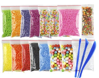 15-Pack Slime Making Kit Styrofoam Beads Foam Balls Fruit Slice DIY Art Craft Slime Tools Homemade Slime Party Decoration FREE Shipping