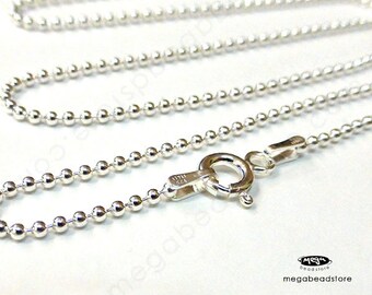 22 inch Italian 925 Sterling Silver Ball Chain 1.5mm Bead Necklace- FC10