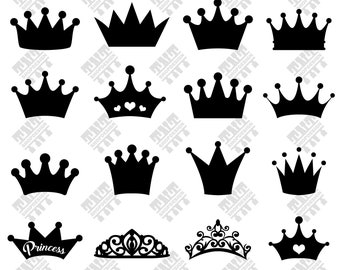 Crown svg - Crown vector - Crown silhouette - Crown bundle digital clipart for Print, Design or more, files download svg, png, dxf