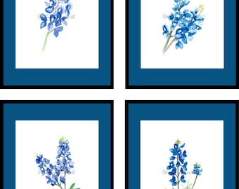 Watercolor Bluebonnets Printable Wall Art Set
