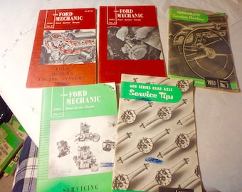5 vintage Ford Mechanic & Service tips booklets 1950's Fordomatic, carburetors etc.
