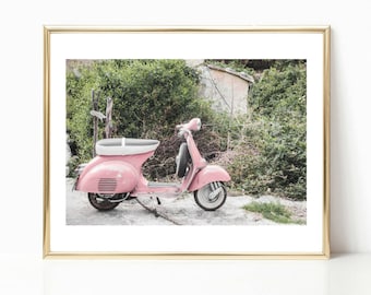 Pink Wall Art // Europe Prints // Moped Wall Art // Spain Prints // Gallery Wall Decor // Europe Photography // Moped Art // Bestseller