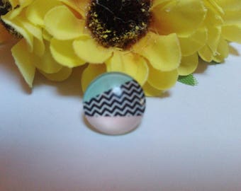 Set of 2 striped 12mm Cabochons