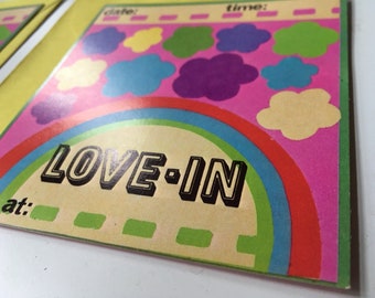 Fantastic Set of 10 Groovy 1970's Love-In Party Invites with Matching Envelopes!