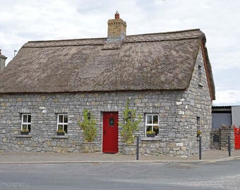 Ireland Photography, Irish Art Print, Cottage Decor, Thatched House Art, Stone Cottage, Home Decor - Cozy Little Cottage