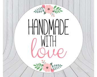 Handmade with love stickers, handmade stickers, handmade with love labels, packaging stickers, handmade labels, 001