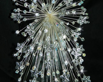 Snowflake bouquet - AB crystals silver snowflakes - so sparkly