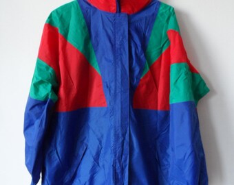 Vintage jacket, vintage windbreaker, vintage rain jacket, muliticolour, oversized
