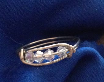 Sweet ring with 4 crystal beads custom made for you