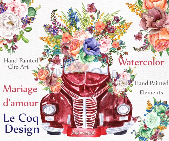 Watercolor wedding clipart: WATERCOLOR FLOWERS