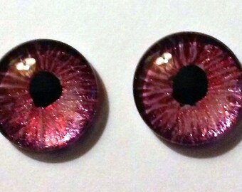 Purple Hand Painted Glass Eye Cabochon 14mm Round Glass Eye Fantasy Jewelry Supplies Fastasy Steampunk Sci Fi Cosplay Doll Eye