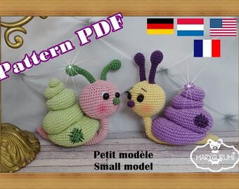 Crochet Pattern, pattern, tutorial, Amigurumi snail (small size)