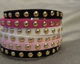 multi strand magnetic suede studded Cuff Bracelet
