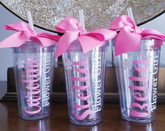Flower Girl Tumbler-Ring Bearer Tumbler-Flower Girl Cup-Flower Girl Gift-Personalized Tumbler-Jr.Bridesmaid-Wedding Party Gifts-Bride Tribe