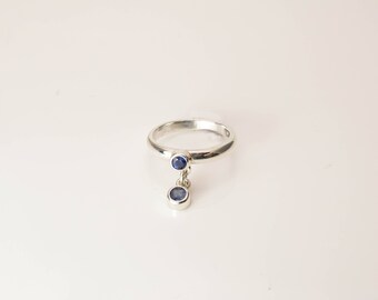 Silver Sapphire Charm Ring
