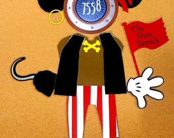 Disney Cruise Door Magnet Mickey Mouse Pirate Night Decoration Pirates In the Caribbean w/ FREE name personalization !