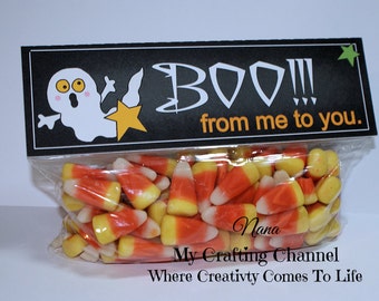 Set of 12,BOO from me to YOU Treat Bag Toppers,Bag Topper,Halloween Bag Topper,Halloween,Topper,Boo,Boo Topper,Ghost Topper,Halloween Topper